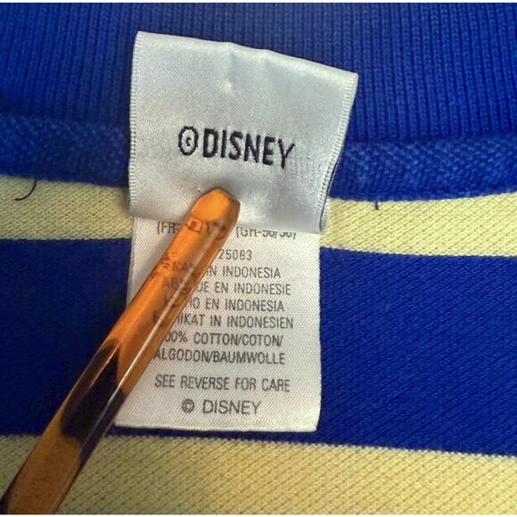 Vintage Disney Store Goofy Polo Shirt Blue Yellow Stripe XL 90s Embroidered Logo - Picture 9 of 11